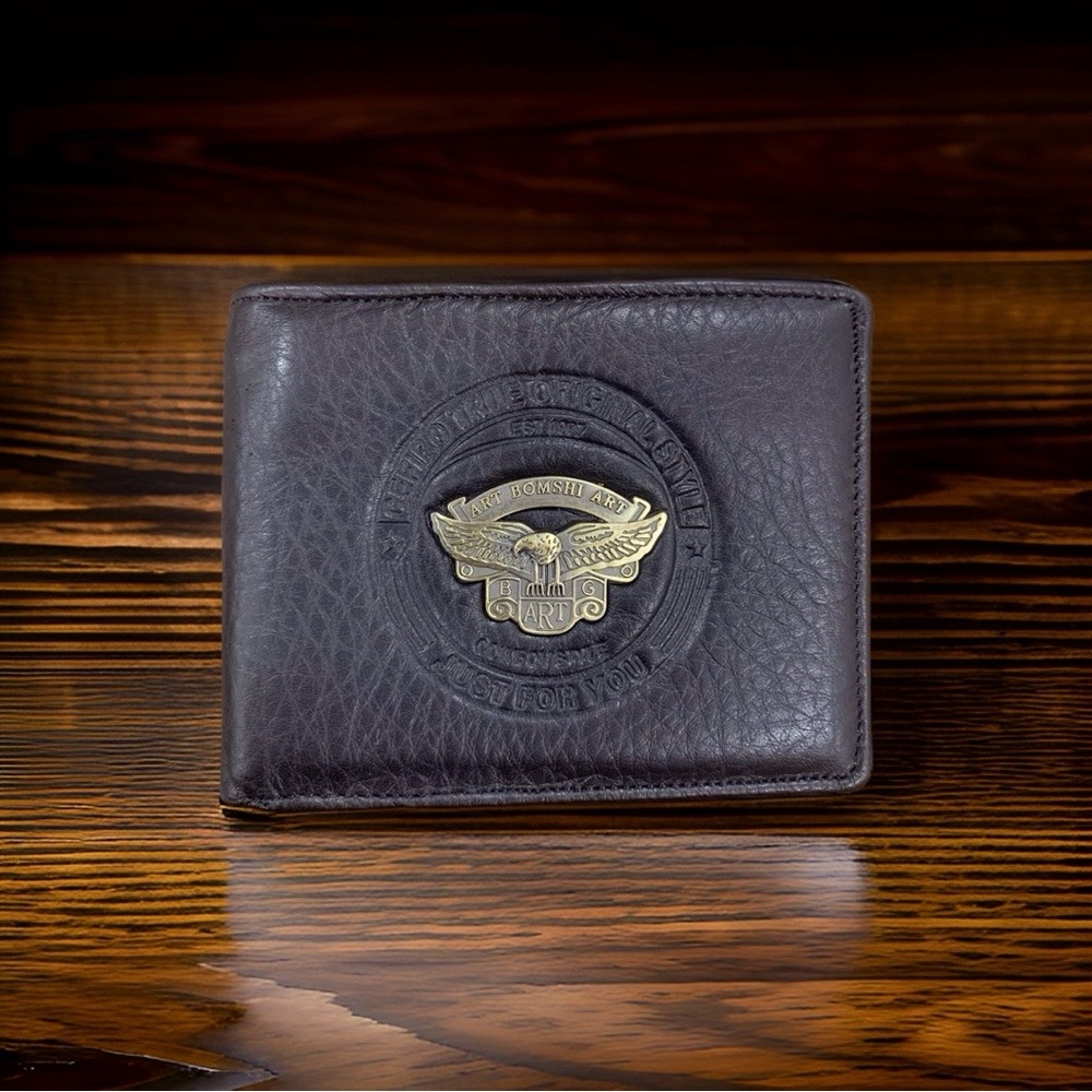 Cefiro real leather - cross type with eagled metal face on front side